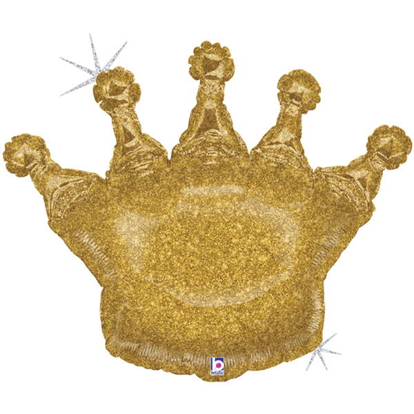 Glittering Gold Holographic Crown 36" Foil Balloon