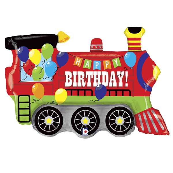 Happy Birthday Party Train 37" Foil Balloon