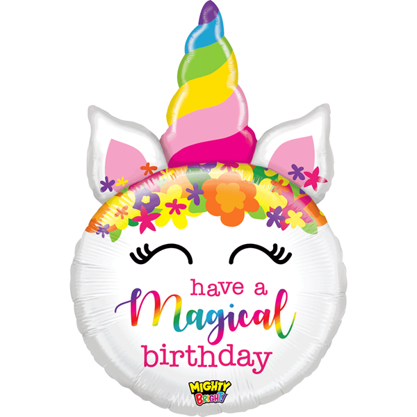 Mighty Bright Birthday Unicorn 33" Foil Balloon