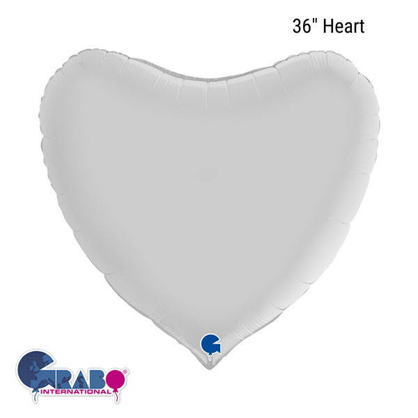 Grabo Satin White 36" Heart Foil Balloon