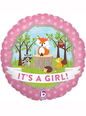 Woodland Critters It's a Girl 18" Foil Balloon
