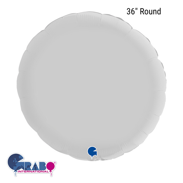 Grabo Satin White 36" Round Foil Balloon