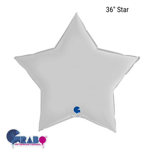 Grabo Satin White 36" Star Foil Balloon