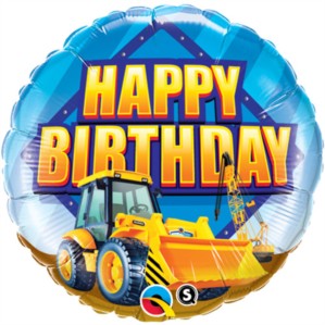 18" Happy Birthday Digger Foil Balloon