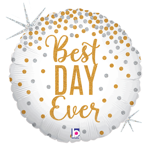 Glittering Best Day Ever Holographic 18" Foil Balloon