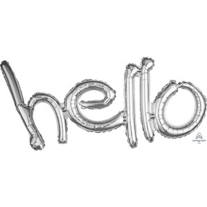 Silver Hello Freestyle 33" Foil Letters Balloon