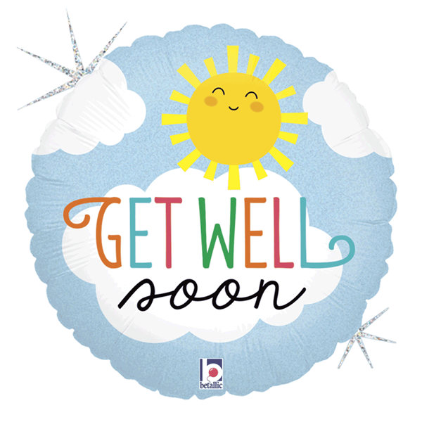 Holographic Get Well Soon 18" Foil Balloon