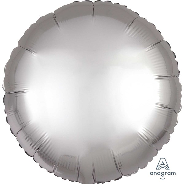 Anagram Satin Luxe Silver 18" Round Foil Balloon