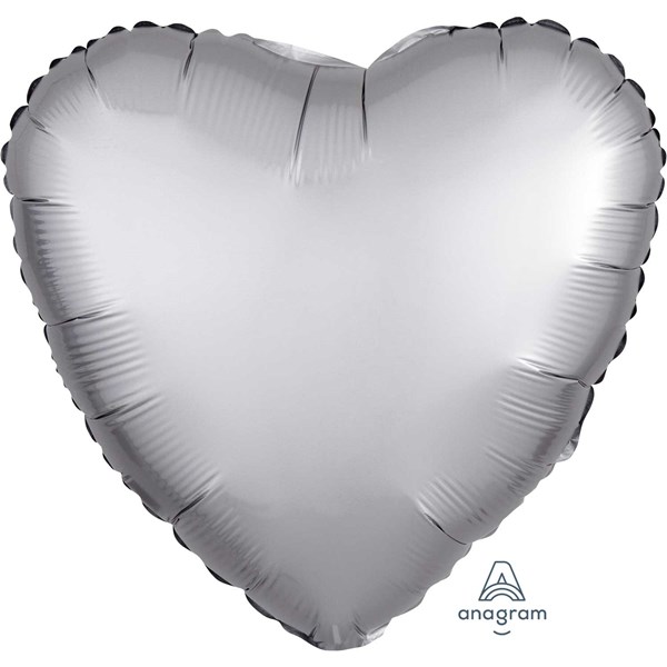 Anagram Platinum Satin Luxe 18" Heart Foil Balloon