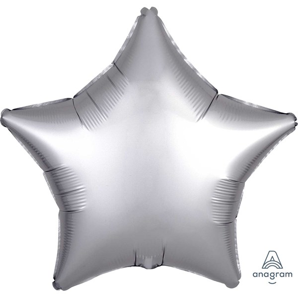 Anagram Satin Luxe Platinum Silver 18" Star Foil Balloon