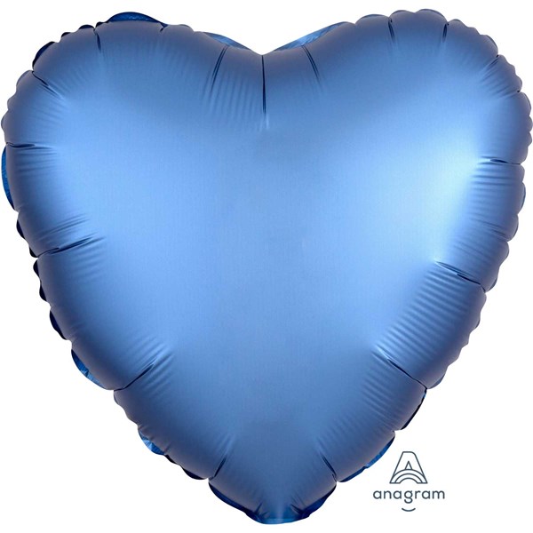 Anagram Azure Blue Satin Luxe 18" Heart Foil Balloon