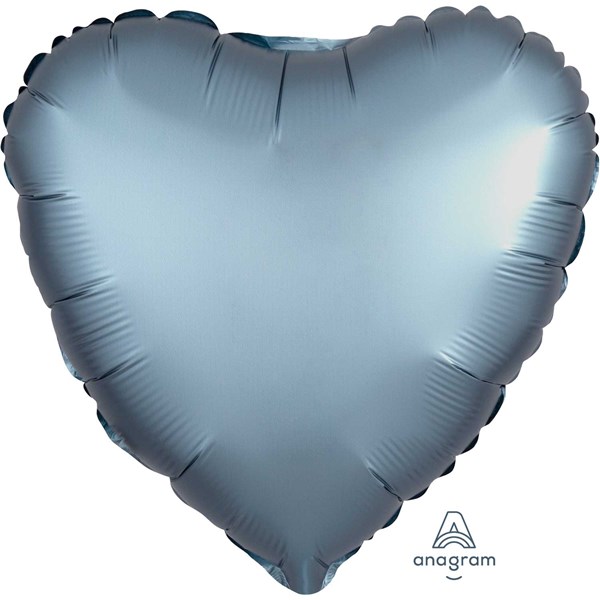 Anagram Steel Blue Satin Luxe 18" Heart Foil Balloon