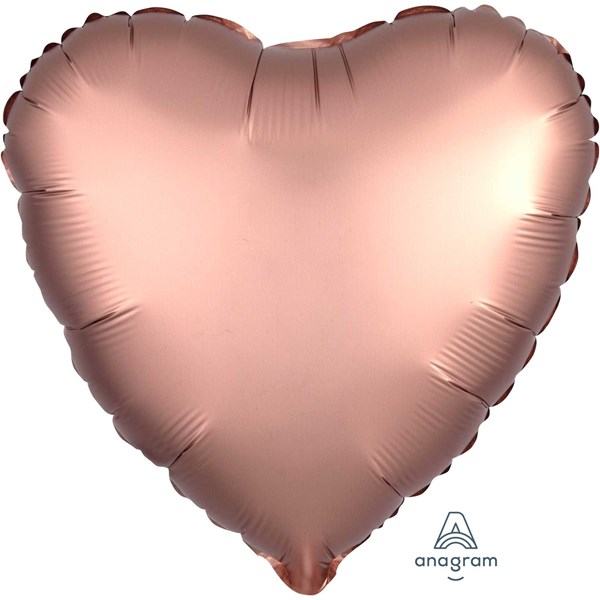 Anagram Rose Copper Satin Luxe 18" Heart Foil Balloon