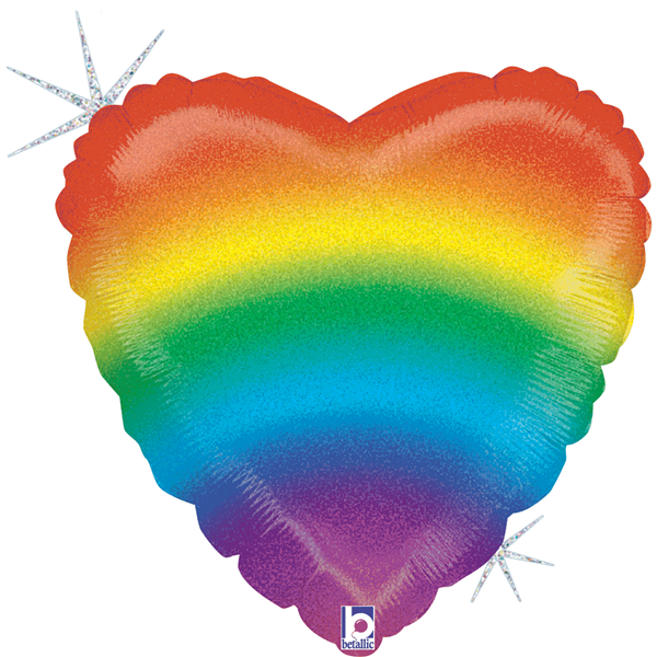 Glitter Holographic Rainbow Heart 18" Foil Balloon