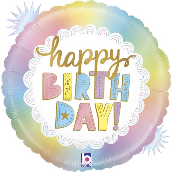 Pastel Opal Happy Birthday 18" Foil Balloon