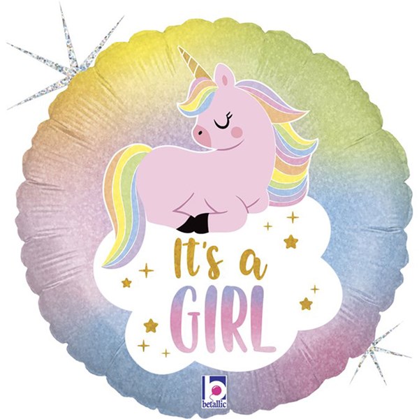 It's A Girl Pastel Unicorn 18" Foil Balloon