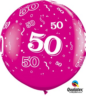 Qualatex 3ft Wild Berry Age 50 Latex Balloons - 2pk