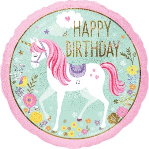Magical Unicorn Happy Birthday 18" Foil Balloon