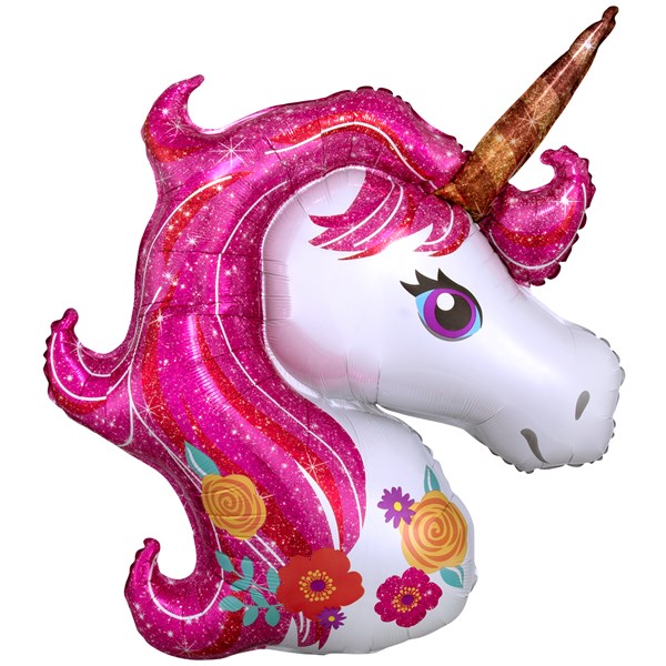 Pink Unicorn Head 33" Supershape Foil Balloon