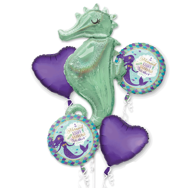 Mermaid Seahorse Foil Balloon Bouquet 5pce