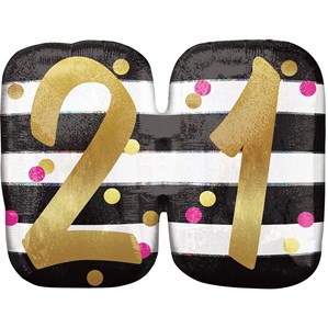 Pink & Gold 21st Birthday SuperShape Balloon