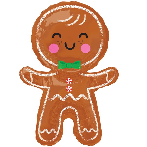 Christmas Happy Gingerbread Man Supershape Foil Balloon
