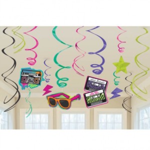 Totally 80s Hanging Swirl Decorations