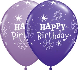 Purple & Lilac Birthday Sparkle 11" Latex Balloons 25pk