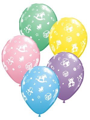 11" Assorted Nursery Print Latex Balloons - 25pk