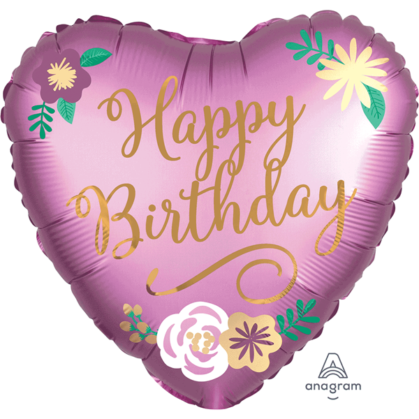 Birthday Satin Luxe 18" Foil Heart Balloon