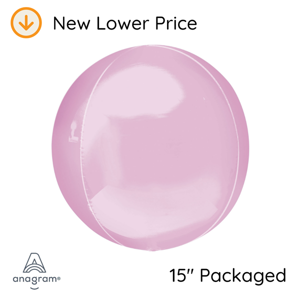 Pastel Pink 15" Orbz Foil Balloon Packaged