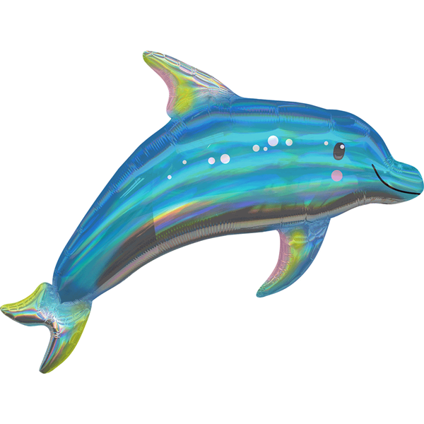 Iridescent Blue Dolphin 29" Foil SuperShape Balloon