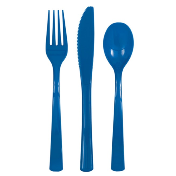 Unique Party Royal Blue Reusable Plastic Cutlery 18pk