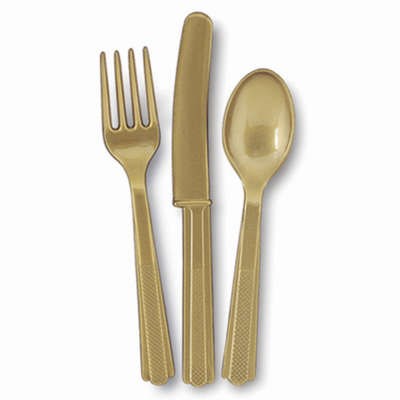 Gold Assorted Plastic Cutlery 18pk