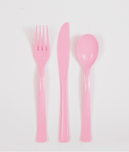 Lovely Pink Assorted Plastic Cutlery 18pk