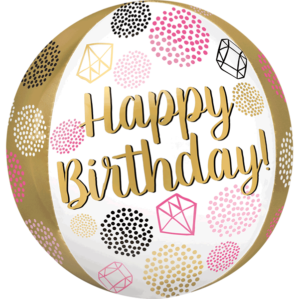 Happy Birthday Gems 15" Orbz Foil Balloon