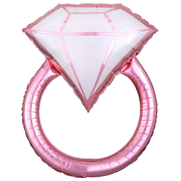 Blush Pink Wedding Ring SuperShape 30" Foil Balloon