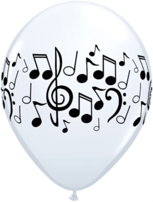 White Musical Notes 11" Latex Balloons 25pk