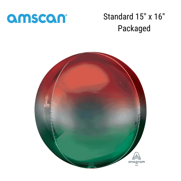 Red & Green Ombre Orbz 15" Foil Balloon