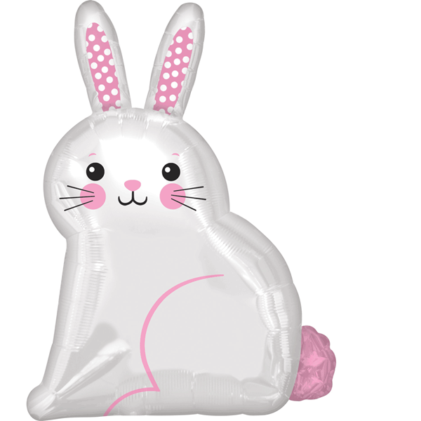 White Satin Luxe Bunny Rabbit 22" Foil Balloon