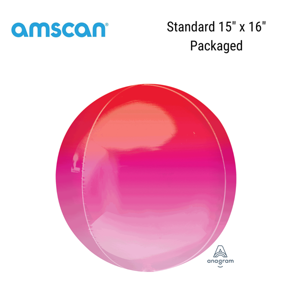 Red & Pink Ombre Orbz 15" Foil Balloon