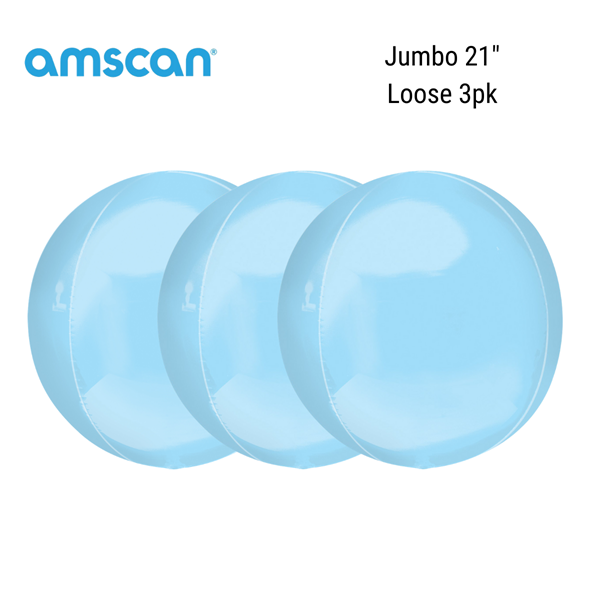 Jumbo Pastel Blue 21" Orbz Foil Balloon 3pk