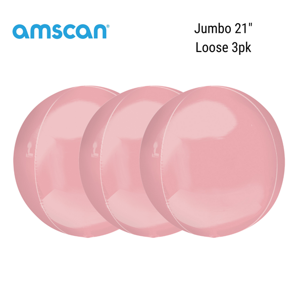 Jumbo Pastel Pink 21" Orbz Foil Balloon 3pk