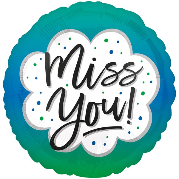 Miss You Blue Green Ombre 18" Foil Balloon