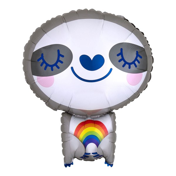 Smiling Sloth With Rainbow 19" Standard Foil Balloon