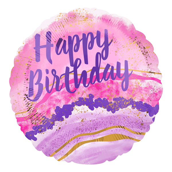 Birthday Pink Purple Watercolour 18" Foil Balloon