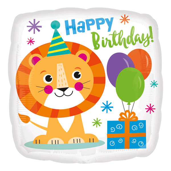 Lion Happy Birthday 18" Square Foil Balloon