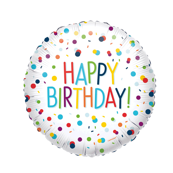 Confetti Happy Birthday 18" Foil Balloon