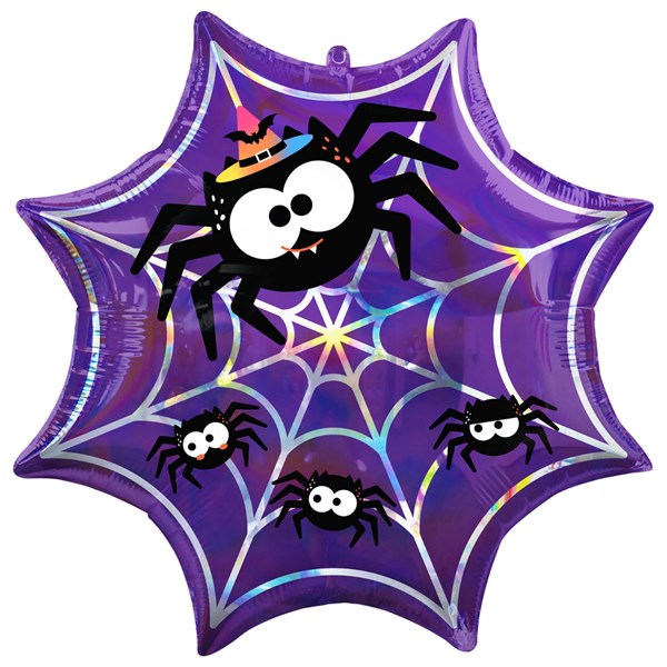 Halloween Iridescent Spider Web Supershape Foil Balloon