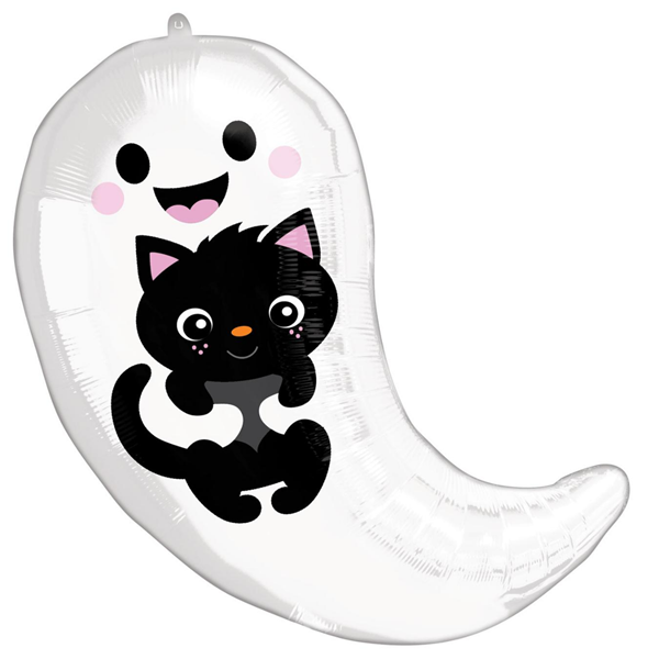 Halloween Ghost & Kitten 19" Standard Foil Balloon